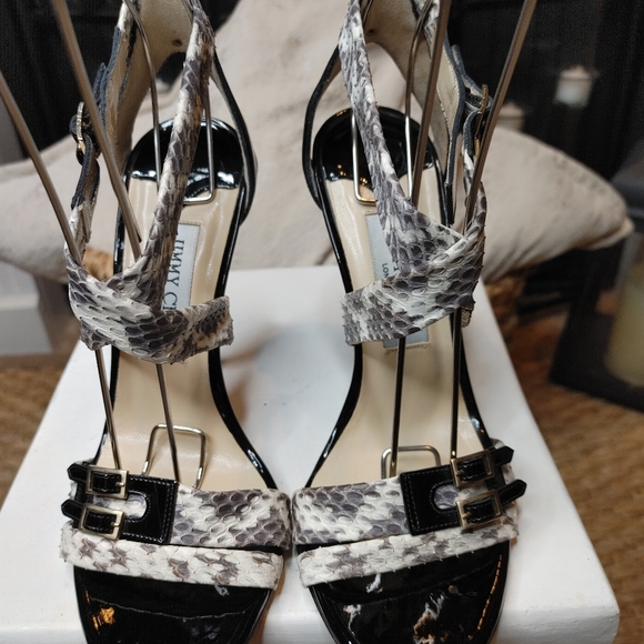 JIMMY CHOO ABY SNAKESKIN SANDALS, EU 37.5 US 7.5 - Picture 9 of 16